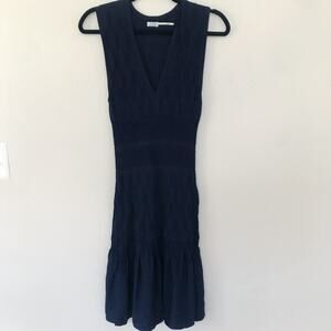 Leon Max Knit Ribbed Fit and Flare Black Sleeveless Dress Women's Size M